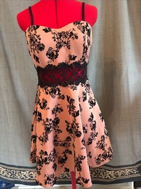 Pink Floral Lace-Trim Party Dress